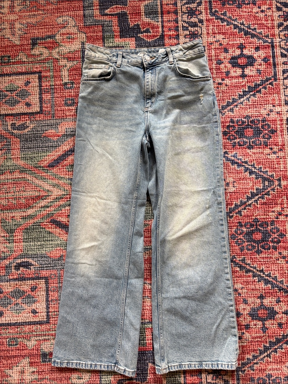 H&M Kids Baggy Low Waist Jeans Light Blue Wash, 14